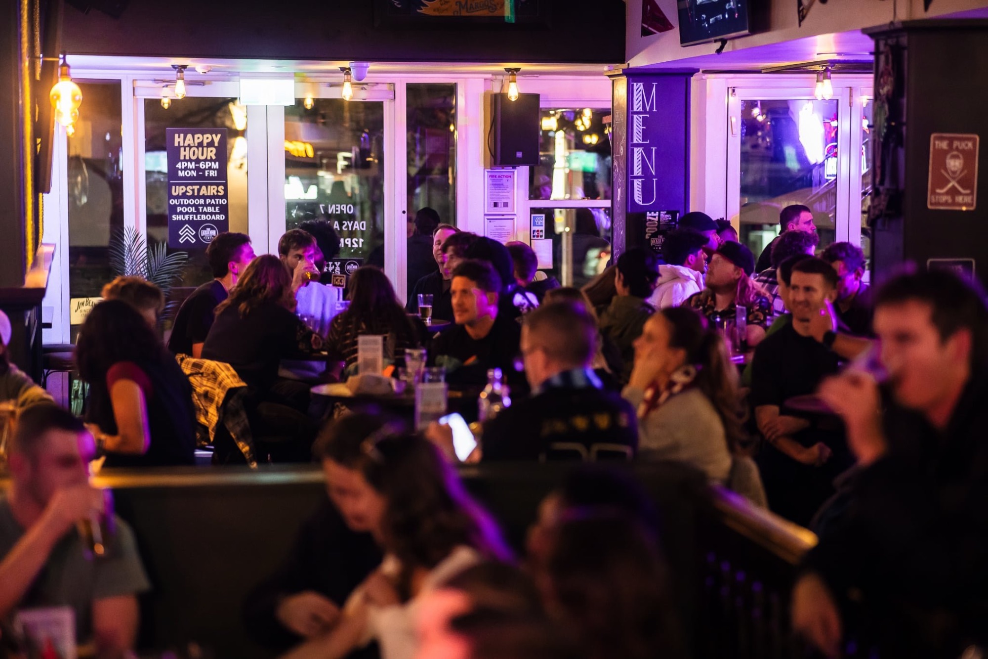 Packed crowd on a busy night at The Locker Room Sports Bar, Queenstown