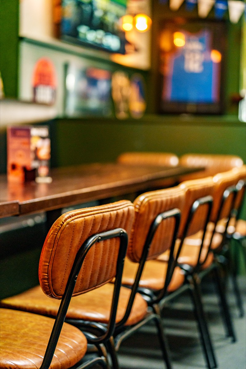 Bar seating at The Locker Room