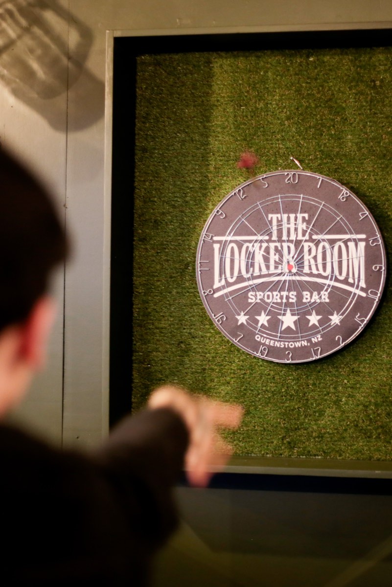 Branded dartboard at The Locker Room